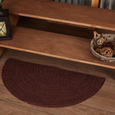 Burgundy Jute Braided Rug Half Circle 16.5